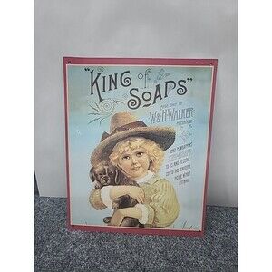 Vintage Advertising Metal Sign King of Soaps W&H Walker 9.5" X 12"